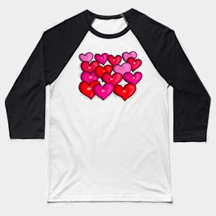 Cheerful Happy Smiling Hearts Baseball T-Shirt